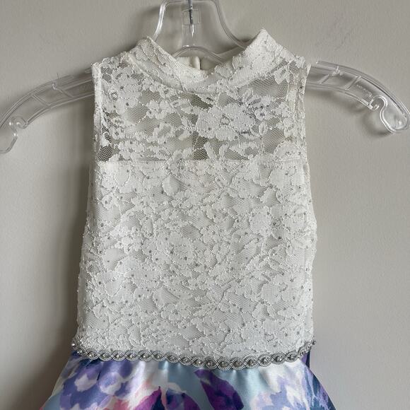 Speechless Girls 7 Formal Dance Pageant High Low Floral Lace Gown Dress - Picture 2 of 10